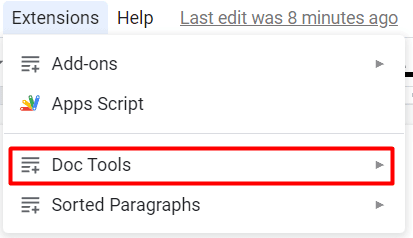 Doc Tools how to alphabetize in Google docs