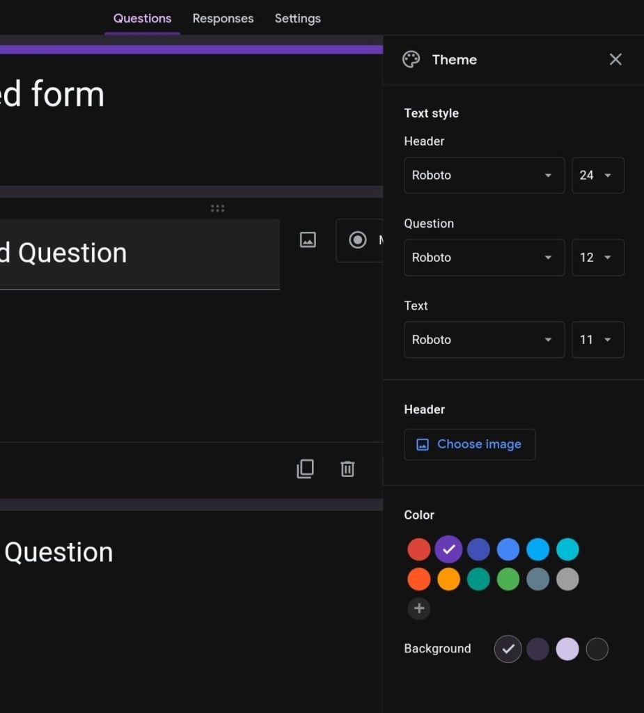 Font and Background How to make Docs Google Forms