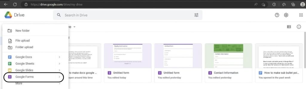 Google forms option on Google drive How to make Docs Google Forms
