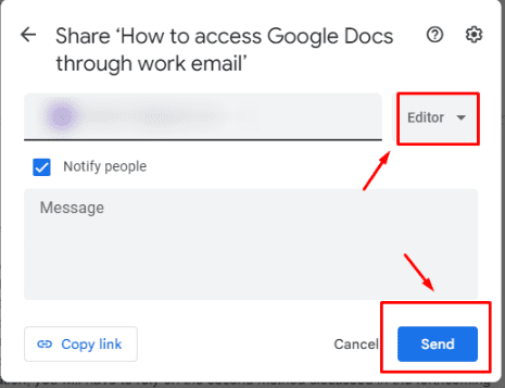 Send Button How to access Google Docs through work email