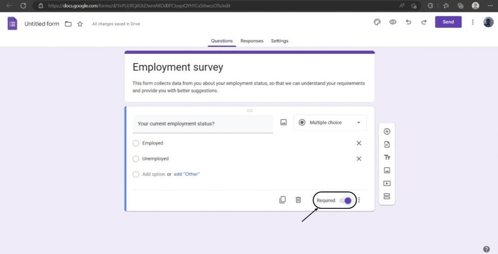 Toggle On Required How to make Docs Google Forms