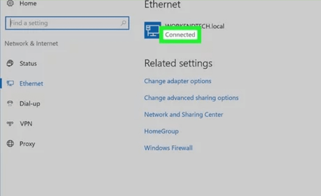 Verifying Internet connection for Ethernet