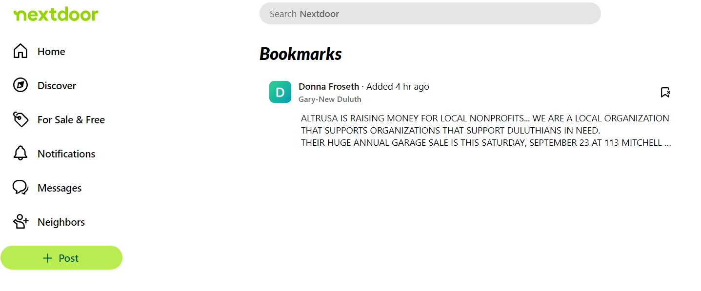 How to find bookmarks on Nextdoor